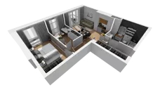 3 pokoje, mieszkanie 54,62 m², piętro 1, oferta nr E/12, Osiedle Synteza bud. E, F, Gdańsk, Piecki-Migowo, Morena, ul. Lema