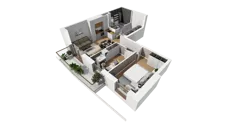 3 pokoje, mieszkanie 54,62 m², piętro 1, oferta nr E/12, Osiedle Synteza bud. E, F, Gdańsk, Piecki-Migowo, Morena, ul. Lema