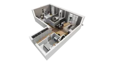 3 pokoje, mieszkanie 54,62 m², piętro 1, oferta nr E/12, Osiedle Synteza bud. E, F, Gdańsk, Piecki-Migowo, Morena, ul. Lema