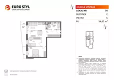 3 pokoje, mieszkanie 54,62 m², piętro 6, oferta nr E/70, Osiedle Synteza bud. E, F, Gdańsk, Piecki-Migowo, Morena, ul. Lema