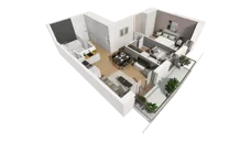 3 pokoje, mieszkanie 54,62 m², piętro 6, oferta nr E/70, Osiedle Synteza bud. E, F, Gdańsk, Piecki-Migowo, Morena, ul. Lema