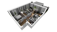 3 pokoje, mieszkanie 47,46 m², parter, oferta nr F/4, Osiedle Synteza bud. E, F, Gdańsk, Piecki-Migowo, Morena, ul. Lema