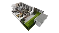 3 pokoje, mieszkanie 47,46 m², parter, oferta nr F/4, Osiedle Synteza bud. E, F, Gdańsk, Piecki-Migowo, Morena, ul. Lema