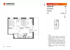 3 pokoje, mieszkanie 47,46 m², piętro 6, oferta nr F/66, Osiedle Synteza bud. E, F, Gdańsk, Piecki-Migowo, Morena, ul. Lema