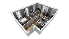 3 pokoje, mieszkanie 47,46 m², piętro 6, oferta nr F/66, Osiedle Synteza bud. E, F, Gdańsk, Piecki-Migowo, Morena, ul. Lema