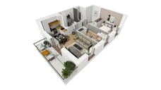 3 pokoje, mieszkanie 47,46 m², piętro 6, oferta nr F/66, Osiedle Synteza bud. E, F, Gdańsk, Piecki-Migowo, Morena, ul. Lema