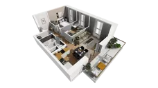 3 pokoje, mieszkanie 47,46 m², piętro 6, oferta nr F/66, Osiedle Synteza bud. E, F, Gdańsk, Piecki-Migowo, Morena, ul. Lema