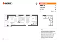 3 pokoje, mieszkanie 54,64 m², piętro 2, oferta nr C9/11, Konstelacja - etap III, Gdynia, Pogórze, ul. Paderewskiego