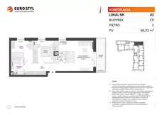 3 pokoje, mieszkanie 60,33 m², piętro 3, oferta nr C9/43, Konstelacja - etap III, Gdynia, Pogórze, ul. Paderewskiego