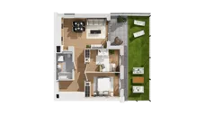 3 pokoje, mieszkanie 55,59 m², parter, oferta nr C15/8, Konstelacja - etap IV, Gdynia, Pogórze, ul. Paderewskiego