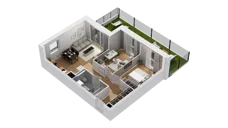 3 pokoje, mieszkanie 55,59 m², parter, oferta nr C15/8, Konstelacja - etap IV, Gdynia, Pogórze, ul. Paderewskiego