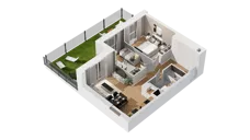 3 pokoje, mieszkanie 55,59 m², parter, oferta nr C15/8, Konstelacja - etap IV, Gdynia, Pogórze, ul. Paderewskiego