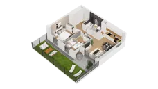 3 pokoje, mieszkanie 55,59 m², parter, oferta nr C15/8, Konstelacja - etap IV, Gdynia, Pogórze, ul. Paderewskiego