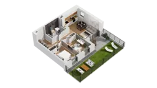 3 pokoje, mieszkanie 55,59 m², parter, oferta nr C15/8, Konstelacja - etap IV, Gdynia, Pogórze, ul. Paderewskiego