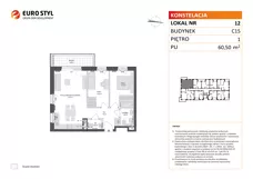 3 pokoje, mieszkanie 60,50 m², piętro 1, oferta nr C15/12, Konstelacja - etap IV, Gdynia, Pogórze, ul. Paderewskiego