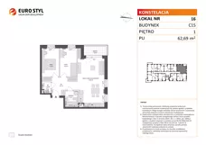 3 pokoje, mieszkanie 62,69 m², piętro 1, oferta nr C15/16, Konstelacja - etap IV, Gdynia, Pogórze, ul. Paderewskiego