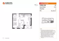 3 pokoje, mieszkanie 55,33 m², piętro 1, oferta nr C15/17, Konstelacja - etap IV, Gdynia, Pogórze, ul. Paderewskiego