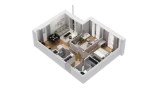 3 pokoje, mieszkanie 55,33 m², piętro 1, oferta nr C15/17, Konstelacja - etap IV, Gdynia, Pogórze, ul. Paderewskiego