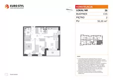 3 pokoje, mieszkanie 55,33 m², piętro 2, oferta nr C15/26, Konstelacja - etap IV, Gdynia, Pogórze, ul. Paderewskiego