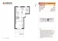 3 pokoje, mieszkanie 54,13 m², parter, oferta nr C16/24, Konstelacja - etap IV, Gdynia, Pogórze, ul. Paderewskiego