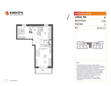 3 pokoje, mieszkanie 59,95 m², piętro 1, oferta nr C16/6, Konstelacja - etap IV, Gdynia, Pogórze, ul. Paderewskiego