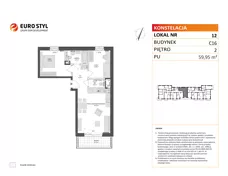 3 pokoje, mieszkanie 59,95 m², piętro 2, oferta nr C16/12, Konstelacja - etap IV, Gdynia, Pogórze, ul. Paderewskiego
