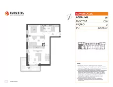3 pokoje, mieszkanie 62,22 m², piętro 2, oferta nr C16/16, Konstelacja - etap IV, Gdynia, Pogórze, ul. Paderewskiego