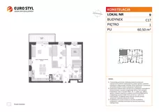 3 pokoje, mieszkanie 60,50 m², piętro 1, oferta nr C17/9, Konstelacja - etap IV, Gdynia, Pogórze, ul. Paderewskiego