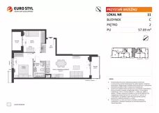 3 pokoje, mieszkanie 57,69 m², piętro 2, oferta nr C/11, Przystań Brzeźno - etap II, Gdańsk, Brzeźno, ul. Uczniowska