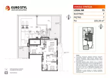 4 pokoje, mieszkanie 103,34 m², piętro 7, oferta nr F/73, Osiedle Synteza bud. E, F, Gdańsk, Piecki-Migowo, Morena, ul. Lema