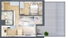 2 pokoje, mieszkanie 41,91 m², piętro 1, oferta nr G/12, DOKI Living - etap II, Gdańsk, Śródmieście, ul. Popiełuszki / Rybaki Górne