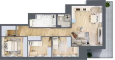 4 pokoje, mieszkanie 84,90 m², piętro 7, oferta nr G/63, DOKI Living - etap II, Gdańsk, Śródmieście, ul. Popiełuszki / Rybaki Górne