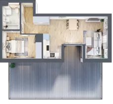 2 pokoje, mieszkanie 44,90 m², piętro 1, oferta nr G/76, DOKI Living - etap II, Gdańsk, Śródmieście, ul. Popiełuszki / Rybaki Górne