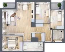 4 pokoje, mieszkanie 93,31 m², piętro 6, oferta nr G/129, DOKI Living - etap II, Gdańsk, Śródmieście, ul. Popiełuszki / Rybaki Górne