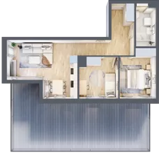 3 pokoje, mieszkanie 55,94 m², piętro 1, oferta nr G/147, DOKI Living - etap II, Gdańsk, Śródmieście, ul. Popiełuszki / Rybaki Górne