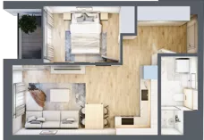 2 pokoje, mieszkanie 38,48 m², piętro 1, oferta nr G/148, DOKI Living - etap II, Gdańsk, Śródmieście, ul. Popiełuszki / Rybaki Górne