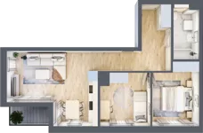3 pokoje, mieszkanie 55,94 m², piętro 2, oferta nr G/159, DOKI Living - etap II, Gdańsk, Śródmieście, ul. Popiełuszki / Rybaki Górne