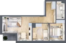 3 pokoje, mieszkanie 55,94 m², piętro 3, oferta nr G/171, DOKI Living - etap II, Gdańsk, Śródmieście, ul. Popiełuszki / Rybaki Górne