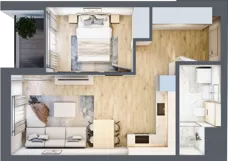 2 pokoje, mieszkanie 38,48 m², piętro 3, oferta nr G/172, DOKI Living - etap II, Gdańsk, Śródmieście, ul. Popiełuszki / Rybaki Górne