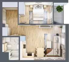 2 pokoje, mieszkanie 43,80 m², piętro 6, oferta nr G/206, DOKI Living - etap II, Gdańsk, Śródmieście, ul. Popiełuszki / Rybaki Górne