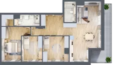 4 pokoje, mieszkanie 99,86 m², piętro 7, oferta nr G/221, DOKI Living - etap II, Gdańsk, Śródmieście, ul. Popiełuszki / Rybaki Górne