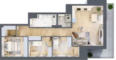 4 pokoje, mieszkanie 84,67 m², piętro 8, oferta nr G/222, DOKI Living - etap II, Gdańsk, Śródmieście, ul. Popiełuszki / Rybaki Górne