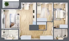 3 pokoje, mieszkanie 73,54 m², piętro 8, oferta nr G/224, DOKI Living - etap II, Gdańsk, Śródmieście, ul. Popiełuszki / Rybaki Górne