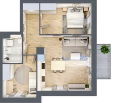 3 pokoje, mieszkanie 54,72 m², piętro 1, oferta nr B2/15, Osiedle przy Błoniach 3 - etap II, Rumia, Janowo, ul. Błoń Janowskich