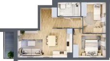 3 pokoje, mieszkanie 54,71 m², piętro 1, oferta nr B4/32, Osiedle przy Błoniach 3 - etap II, Rumia, Janowo, ul. Błoń Janowskich