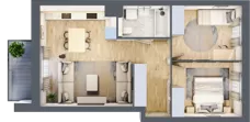 3 pokoje, mieszkanie 54,57 m², piętro 1, oferta nr B4/59, Osiedle przy Błoniach 3 - etap II, Rumia, Janowo, ul. Błoń Janowskich