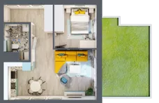 2 pokoje, mieszkanie 42,85 m², parter, oferta nr B1/1, Leśna Góra, Gdańsk, Brętowo, Niedźwiednik, ul. Leśna Góra