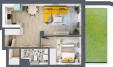 2 pokoje, mieszkanie 44,55 m², parter, oferta nr B1/8, Leśna Góra, Gdańsk, Brętowo, Niedźwiednik, ul. Leśna Góra