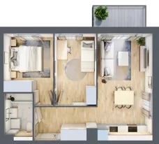 3 pokoje, mieszkanie 50,57 m², piętro 1, oferta nr B12/11, Osiedle przy Błoniach 3 - etap IV, Rumia, Janowo, ul. Błoń Janowskich 