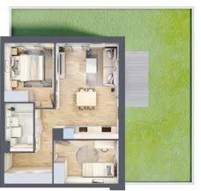 3 pokoje, mieszkanie 46,13 m², piętro 2, oferta nr B6/33, Osiedle przy Błoniach 3 - etap IV, Rumia, Janowo, ul. Błoń Janowskich 